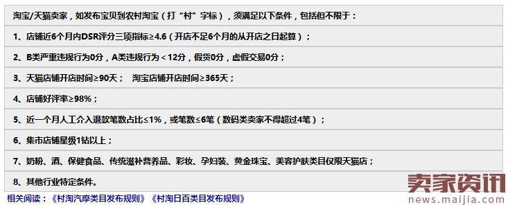 2017农村淘宝日百类目发布规则