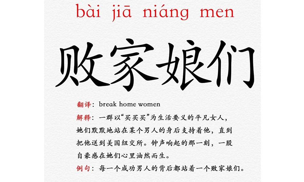 一群以“买买买”为生活要义的平凡女人，她们默默地站在某个男人的身后支持着他，直到把他送到美国纽交所。