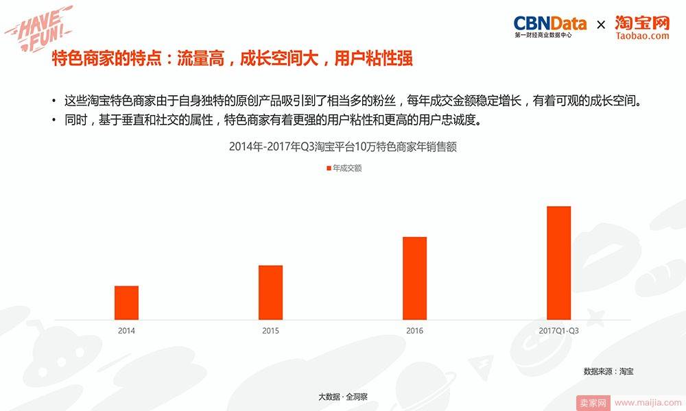 特色商家的特点：流量高，成长空间大，用户粘性强