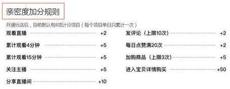 淘宝直播粉丝亲密度新增层级挚爱 计分项目有什么不同？