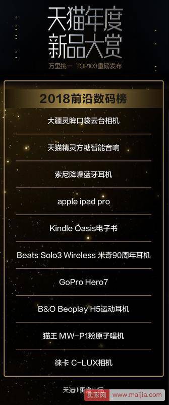 天猫2018 TOP100新品榜揭晓：戴森卷发棒、李宁时装周球鞋上榜